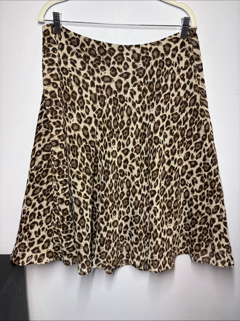 Leopard-Print Circle Skirt in Brown/Cream